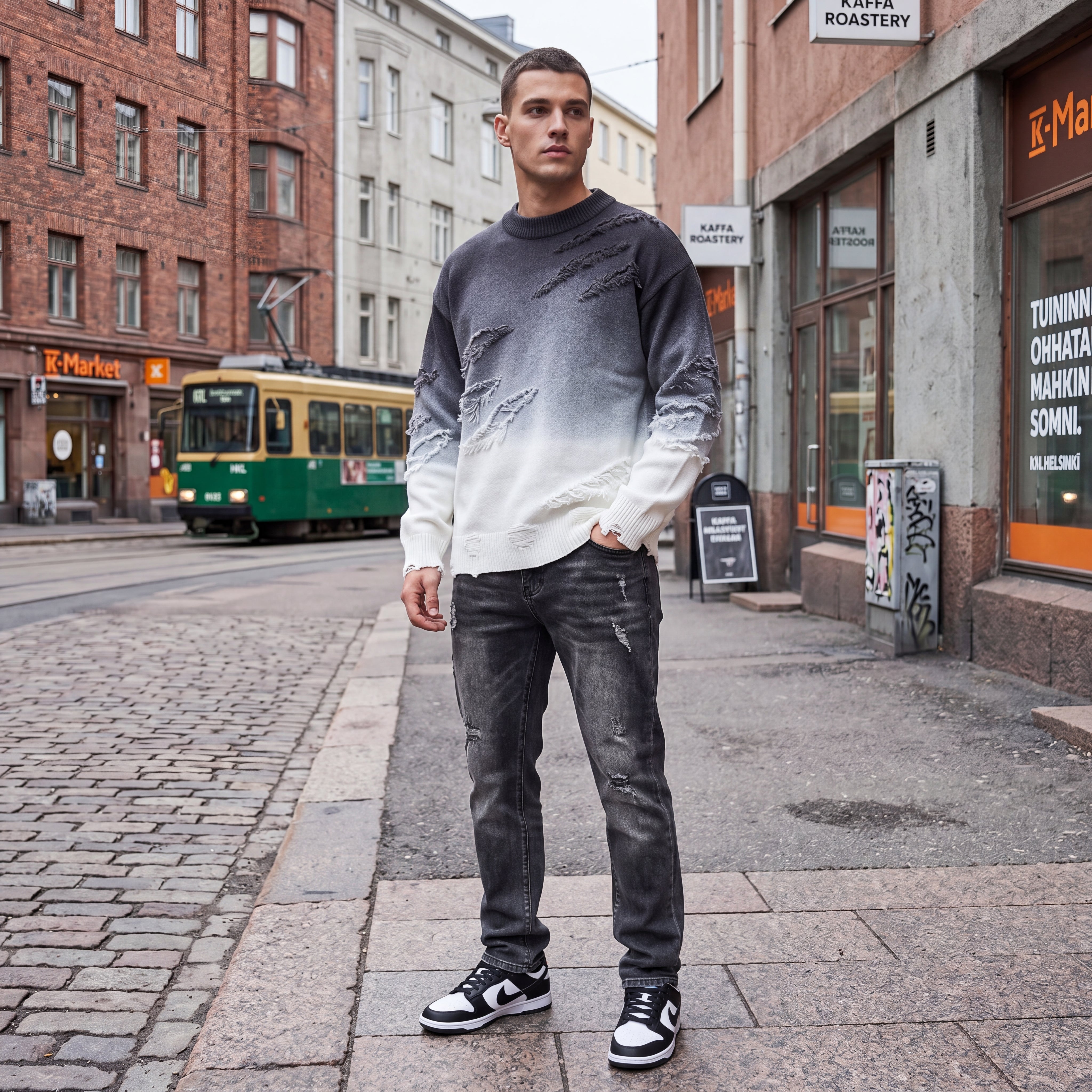 PRACTS Kaupunkityylinen Haalistunut Kulutettu Collegepaita